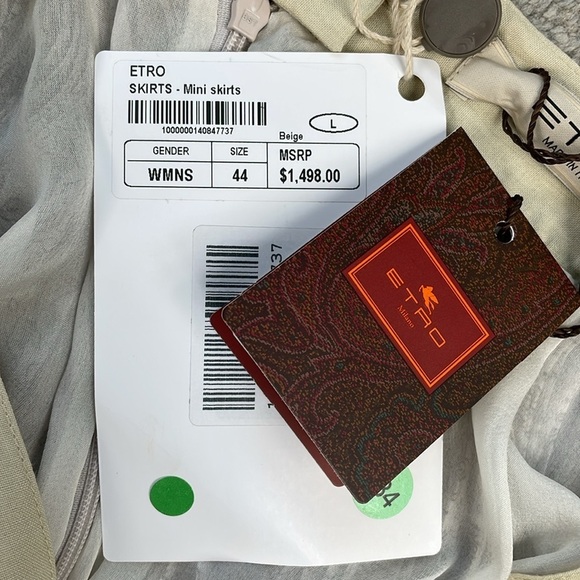 NWT Etro Micro Accordion Pleat Mini Skirt Floral Lace Hem Sz 44 - Picture 10 of 12